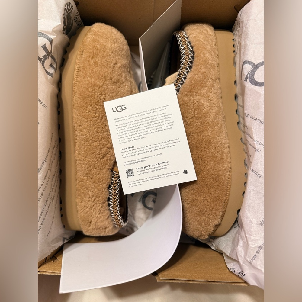 UGG Chestnut Shearling Tasman Slip-Ons (Maxi Curly) NWT